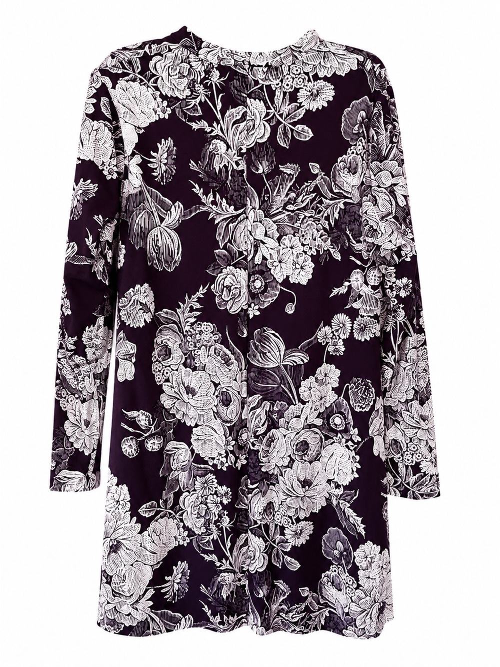 Anne Klein Dress Shift eggplant purple long sleeves floral size XL - Picture 4 of 6